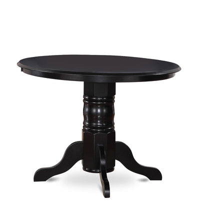 East West Furniture Shelton 3 Piece Room Furniture Set Contains a Round Dining Table with Pedestal and 2 Wood Seat Chairs, 42x42 Inch, SHNO3-BLK-W - WoodArtSupply