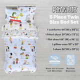 Peanuts Charlie Brown, Snoopy & Gang Bedding, 5 Piece Super Soft Cozy Reversible Comforter and Sheet Set with Sham, Twin, (100% Official Licensed Product) by Franco Collectibles Franco