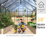 AMERLIFE 10x16x10 FT Polycarbonate Greenhouse Double Swing Doors 4 Vents 6.3FT Added Wall Height, Walk-in Large Aluminum Greenhouse Sunroom Winter Greenhouse for Outdoors, Black AMERLIFE