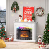 VINGLI 43'' Fireplace TV Stand for up to 55 inch TVs, Electric Fireplace with Mantel, Modern Entertainment Center with Adjustable LED Lights Strips, White Fireplace for Living Room ＆ Bedroom, White VINGLI