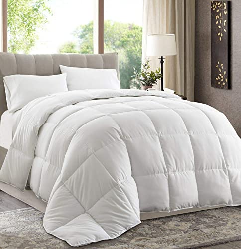 Chezmoi Collection All Season Down Alternative Comforter - Plush Microfiber Fill - Box Stitch Quilted - Duvet Insert with Corner Tabs (Oversized King, White) Chezmoi Collection
