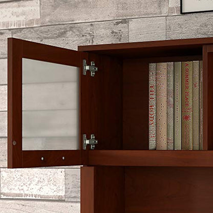 Bush Furniture Somerset 60W Desk Hutch with Shelves and Cabinets in Hansen Cherry - WoodArtSupply