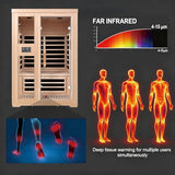 Homsido 2-Person Low EMF Far Infrared Sauna for Home,Canadian Hemlock Wood with Far Infrared Heat Therapy,Bluetooth Speakers,Chromotherapy Lights,1850W Heater,Tempered Glass Door&LCD Control Panel Homsido