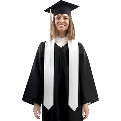 Plain Graduation Stole, Graduation Stole Class of 2025, White Graduation Sash, Classic End With Trim Unisex Adult 70" Graduation Stole for Academic Commencements