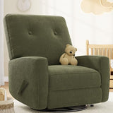 IDEALHOUSE Recliner Chair, 360° Swivel Rocking Glider Chair for Adults with Adjustable Backrest & Footrest, Cozy Corduroy Upholstered Armchair for Living Rooms, Bedrooms, Apartments, Green