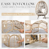 Bme Heavy Duty 500 Lbs Capacity Oversized Wicker Egg Chair for Outside, UV 2000 Hours Material with Non-discolouring Fabric Cushion, Durable Against Water, Weather Bme