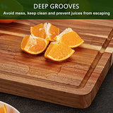 Extra Large Acacia Wood Cutting Board, 24x18 Inch Large Butcher Block Chopping Board with Handle and Juice Groove, Carving Board for Turkey, Meat, Fashionwu