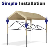 Rutile 10 x 20 FT Carport Replacement Cover, Heavy Duty Car Tarp Canopy Tent Garage Top Shelter Cover with Fabric Leg Pole Skirts and Ball Bungees Beige (Only Top Cover, Frame is not Included) Rutile