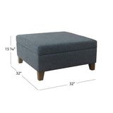 HomePop Home Decor | Luxury Square 32” Storage Ottoman with Lift Off Lid | Ottoman with Storage for Living Room & Bedroom, Navy HomePop