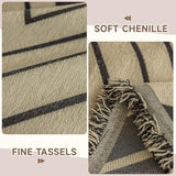 VClife Soft Chenille Couch Cover Modern Geometric Herringbone Jacquard Sofa Slipcover Black Beige Cream Arrow L Shape Futon Sofa Cover Furniture Protector with Lace, Fade Resistant, Easy Care