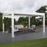 Backyard Discovery 14x10 Windham White Galvanized Steel Pergola w/Sail Shade Soft Canopy, Withstand Winds up to 100 MPH, Rust Resistant, Steel Anchoring Plates, Easy Assembly, USB, Electrical Outlets Backyard Discovery