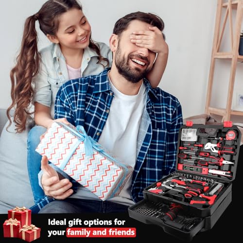 KingTool 276-Piece Tool Set Kit - Tool kit with 12V Cordless Power Drill Driver Toolbox Storage Case with Drawer, Drill Set Perfect for Homeowner, Diyer, Handyman KingTool