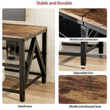 Katrawu TV Stand for TV up to 65 Inch, Long 55" TV Cabinet with 3-Tier Storage Shelves,Entertainment Center TV Console Table for Living Room with Industrial TV Metal Frame, Rustic Brown Katrawu