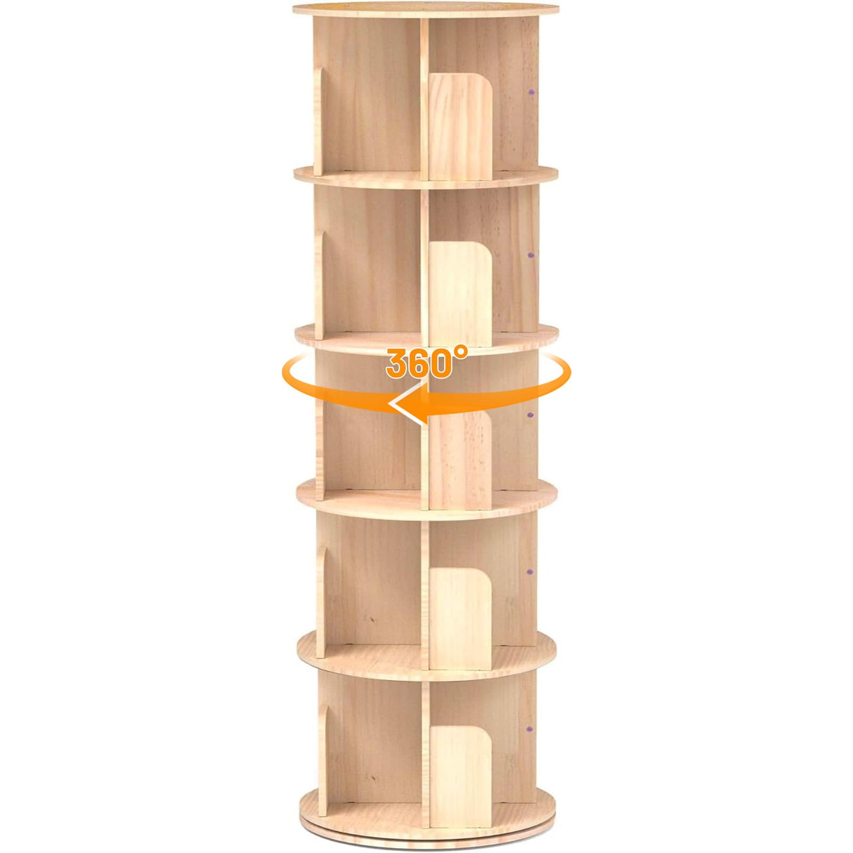 Cuguords Rotating Bookshelf Tower,Corner Bookshelf for Small Space, 360 Display 5-Tier Wood Bookcase Storage Rack, Kids&Adults Spinning Book Shelf,Revolving Bookcase for Bedroom, Living Room Cuguords
