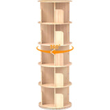 Cuguords Rotating Bookshelf Tower,Corner Bookshelf for Small Space, 360 Display 5-Tier Wood Bookcase Storage Rack, Kids&Adults Spinning Book Shelf,Revolving Bookcase for Bedroom, Living Room Cuguords