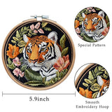 LB 4 Pack Wildlife Animal Leopard Embroidery Kit for Beginners Green Leaf Beginner Embroidery Kit for Adults DIY Starter Kit with Embroidery Hoop Colorful Threads Tools Step by Step Instructions