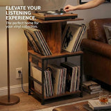 ZEXVIDA Record Player Stand with Vinyl Storage, Large Record Table Holds 180 Albums, Vinyl Record Storage Stand with USB Charger, Multi-Functional Side Table & Shelf for Living Room Bedroom ZEXVIDA