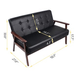 AODAILIHB Leather Sofa Couch Set 2 Accent Chairs & 1Loveseat Black Faux Leather Loveseats Mid Century Modern Office Couch for Small Space Waiting Room Living Room Furniture (3, Black) AODAILIHB