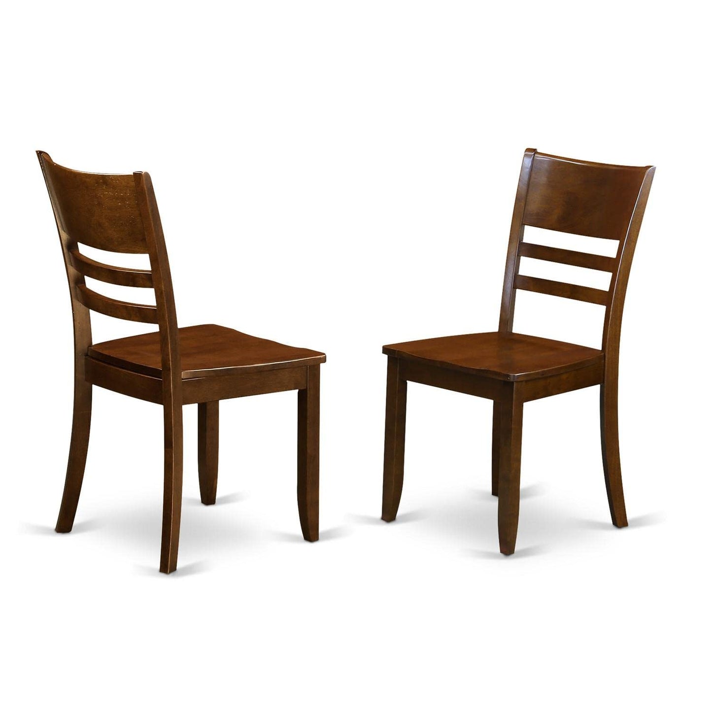 East West Furniture Lynfield Dining Ladder Back Wood Seat Kitchen Chairs, Set of 2, Espresso