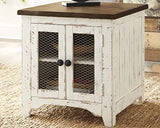 Signature Design by Ashley Wystfield Farmhouse End Table with Storage, Distressed White & Brown Finish Signature Design by Ashley