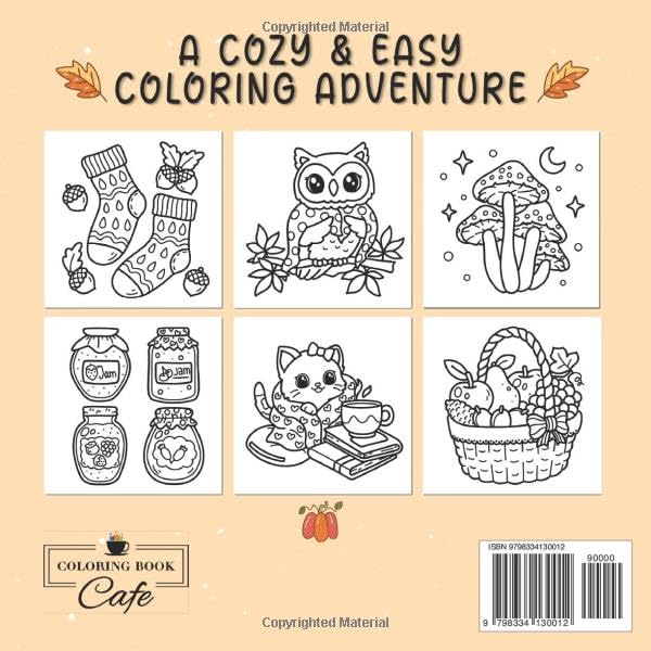 Cozy Autumn: Cute and Cozy Coloring Book for Adults & Teens Featuring Easy and Bold Autumn Designs (Bold and Easy Coloring Books) Majosta