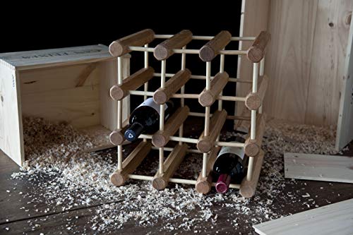 J.K. Adams Wood Stackable Modular Wine Rack Storage Holder with Natural Pins, 12 Bottle, Ash J.K. Adams