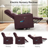 Welzona Power Swivel Rocker Recliner, Power Recliner Chair, 360° Swivel Small Recliners for Small Spaces, Infinite Position Rocking Chair Nursery, PU Leather Living Room Chairs USB Port, Burgundy Red