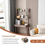 Tangkula Walnut Ladder Desk with 2-Tier Bookshelf and Drawer for Modern Storage Solutions Tangkula