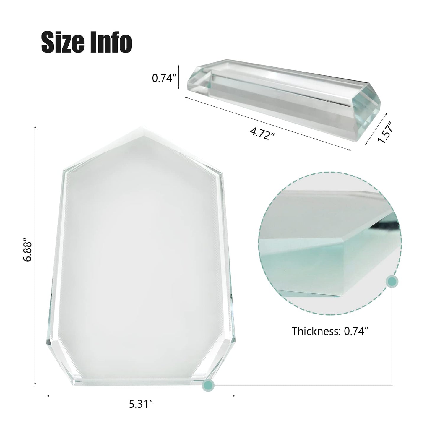 YGFRSTO Crystal Sublimation Blanks Sublimation Glass for Custom Picture Photo Frame, Award Plaque, Crystal Tabletop Decor, In-Loving Memory Sublimatin Printing Products (Peak)