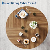 IDEALHOUSE 47" Round Dining Table for 4-6, Wood Kitchen Table with Sturdy Base, Farmhouse Circle Dinner Table for Dining Room, Living Room, 4 Strong Legs, Walnut IDEALHOUSE