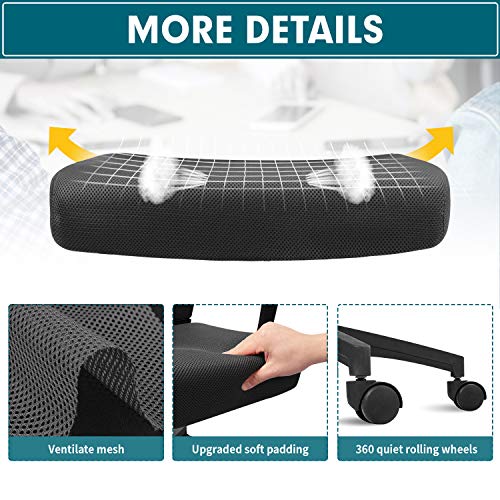 NiamVelo Mesh Office Chair Ergonomic Desk Chair Adjustable Computer Chair Comfortable Seat & Back Support Task Rolling Swivel Chair with 360 ° Quiet Casters & Armrest NiamVelo