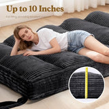 NLDD 10" Futon Mattress Queen Size, Ultra Thick Futons Sofa Couch Bed Sleeper Sofa Bed, Versatile Floor Futons Japanese Floor Mattress for Adults, Black (Frame Not Included) NLDD