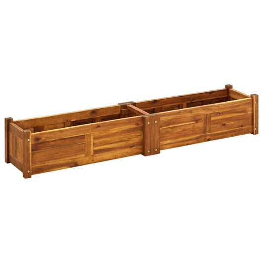 vidaXL Garden Raised Bed, Wooden Raised Flower Bed for Flowers and Plants, Solid Acacia Wood Planter, Outdoor and Indoor Use, Brown