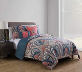 VCNY Home - King Comforter Set, 5-Piece Reversible Bedding with Matching Shams & Pillows, Paisley Room Decor (Casa Re'al Coral, King) VCNY Home