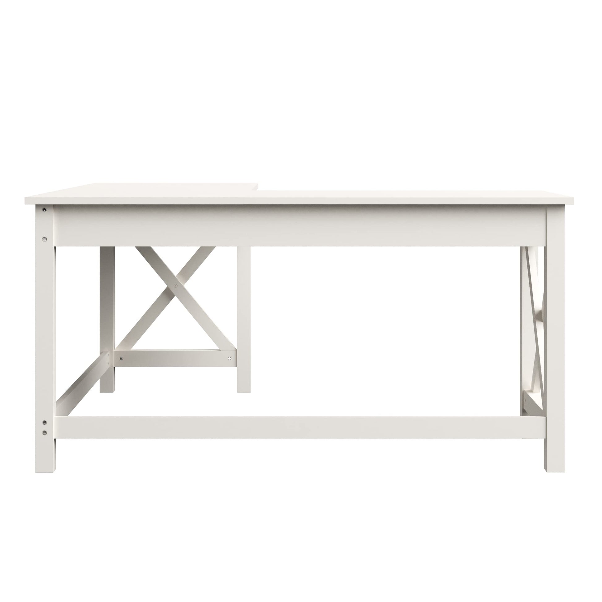 Lavish Home Computer Desk - L-Shaped Desk with X-Pattern Legs - for Office, Computer, or Craft Table - Desks for Home Office (White) - WoodArtSupply