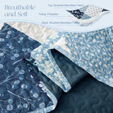 Exclusivo Mezcla Reversible Boho Quilts Twin Size, Blue Bedspreads Lightweight Coverlet All Season Patchwork Quilt Bedding Set with Printed Floral Pattern (1 Quilt, 1 Pillow Sham) Exclusivo Mezcla