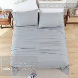 Whitney Home Textile Twin Sheet Set - 3 Piece Bed Sheets for Twin Size Bed, Extra Soft Breathable, Deep Pocket Hotel Luxury Cooling Sheets, Wrinkle Free Oeko-Tex, Grey Whitney Home Textile