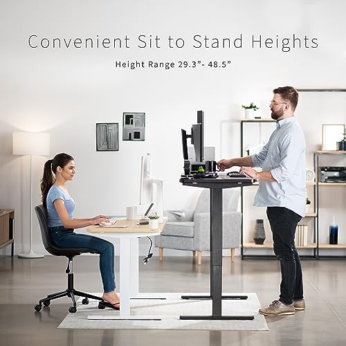 VIVO Electric Height Adjustable 60 x 24 inch Memory Stand Up Desk, Rustic Vintage Brown Solid One-Piece Table Top, Black Frame, Standing Workstation with Preset Controller, 1B Series, DESK-KI - WoodArtSupply