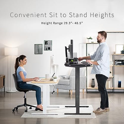 VIVO Electric Height Adjustable 60 x 24 inch Memory Stand Up Desk, Rustic Vintage Brown Solid One-Piece Table Top, Black Frame, Standing Workstation with Preset Controller, 1B Series, DESK-KI - WoodArtSupply