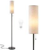 Ambimall 64'' Floor Lamp for Living Room with Bulb - Tall Lamps with Beige Lampshade & Pull Chain Switch, Pole Lamps for Bedrooms Tall, Minimalist Floor Lamp Ambimall