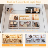 KDCAS 3 in 1 Small Vanity Desk with Flip Top Mirror and Lights| 20" Compact Makeup Vanity Set with Hidden Storage Stool & 2 Drawers| Mini Dressing Table for Bedroom(White) KDCAS