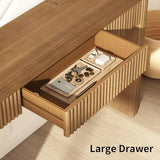 Solid Wood Console Table with Drawer - 55 Inches Mid Century Modern Fluted Foyer Table, Entryway Hallway Minimalist Sofa Table, Oval with Drawer HOKYHOKY