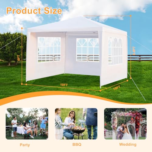 Outvita Outdoor Party Tent, Patio Canopy Tent Gazebo with Removable Sidewalls Instant Event Tent for Cater Events Wedding Birthday Pavilion Beach BBQ (10'x10') Outvita