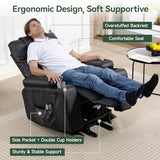 Power Lift Recliner Chair for Elderly with Heat & Massage, 160° Electric Adjustable PU Leather Recliner with Remote Control, Stand Assist, Cup Holders & Side Pockets for Living Room (Black) Vogue Furniture Direct