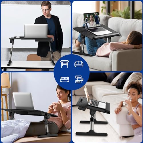 Besign LT07 Lap Desk [Extra Large], Adjustable Laptop Table, Portable Standing Bed Desk, Foldable Sofa Breakfast Tray, Notebook Computer Stand for Reading and Writing (Black) BESIGN