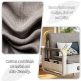 Horseo Pull-Out Sofa Daybed, Foldable Convertible Couch Bed with Hidden Compartment, Solid Wood and Sturdy Metal Frame & Easy Assembly, for Living Room, Guest Room (Light Grey, 50.4"-Standard) Horseo