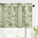 DriftAway Toile Linen Lined Valance Double Layer Thermal Room Darkening Blackout Window Curtain for Kitchen Bathroom Farmhouse French Country Vintage Printed Pattern Single 52 x 24 Inch Loden Green DriftAway