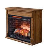 TEVUTEVU 28 inch TV Stand with Electric Fireplace, 1500W Heater & Remote Control, Mobile Entertainment Center with Wheels, 4 Adjustable Flame Settings,Timing Funcion, for Living Room,Dark Oak TEVUTEVU