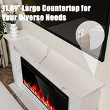 60 Inch Electric Fireplace with Mantel, Replaceable 42”Fireplace Insert Heater, 3D Realistic Log and Flame Effect, Timer, White Marble Finish for Living Room Bedroom Eshoma