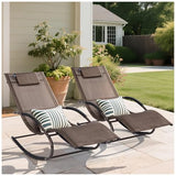 mansion home Lounge Chairs, Chaise Lounges with Detachable Pillow for Patio, Lawn, Pool, Outdoor Lounge Chairs Set of 2, Brown